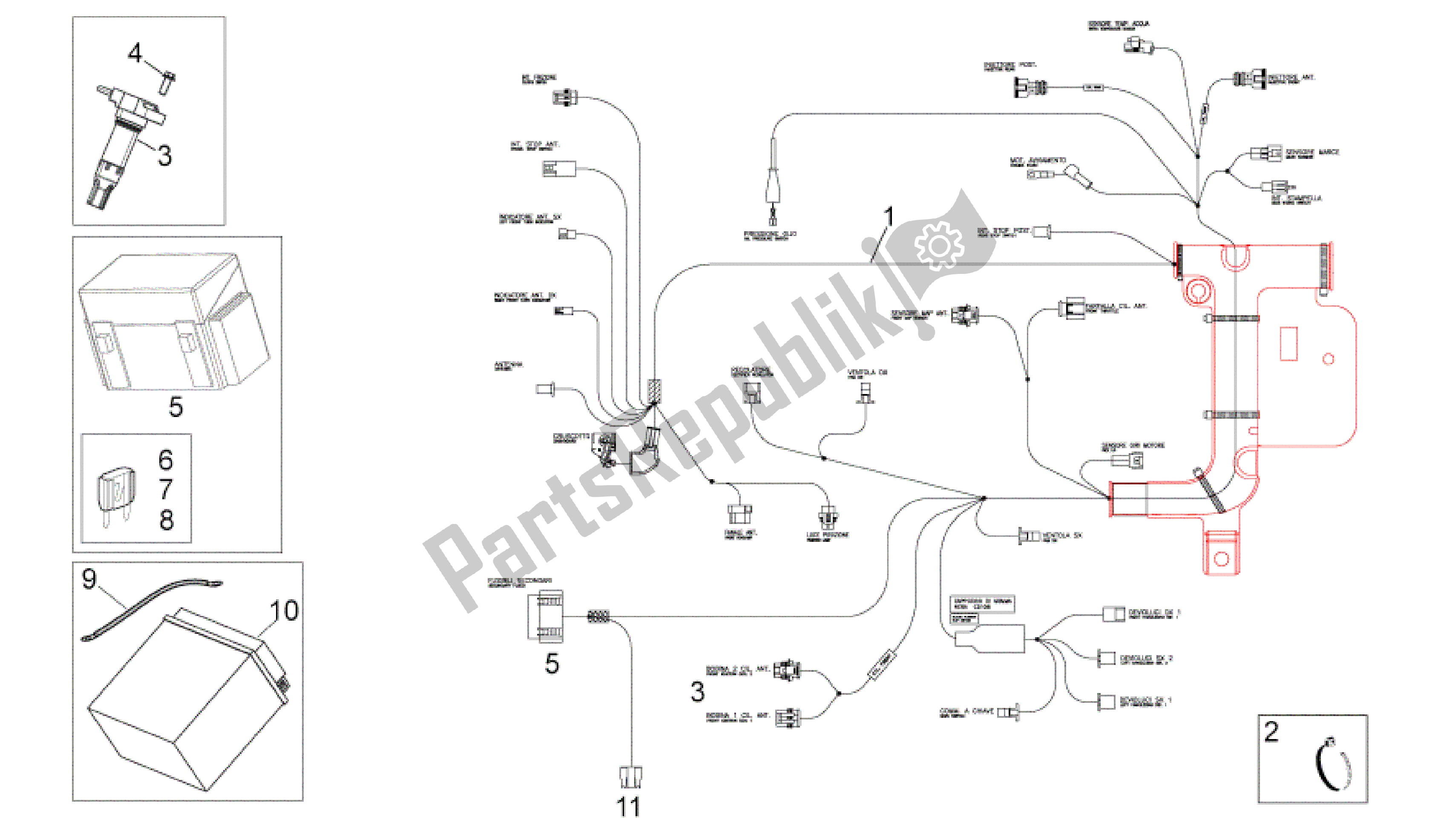 Todas las partes para Sistema Eléctrico I de Aprilia Dorsoduro 1200 2010 - 2013