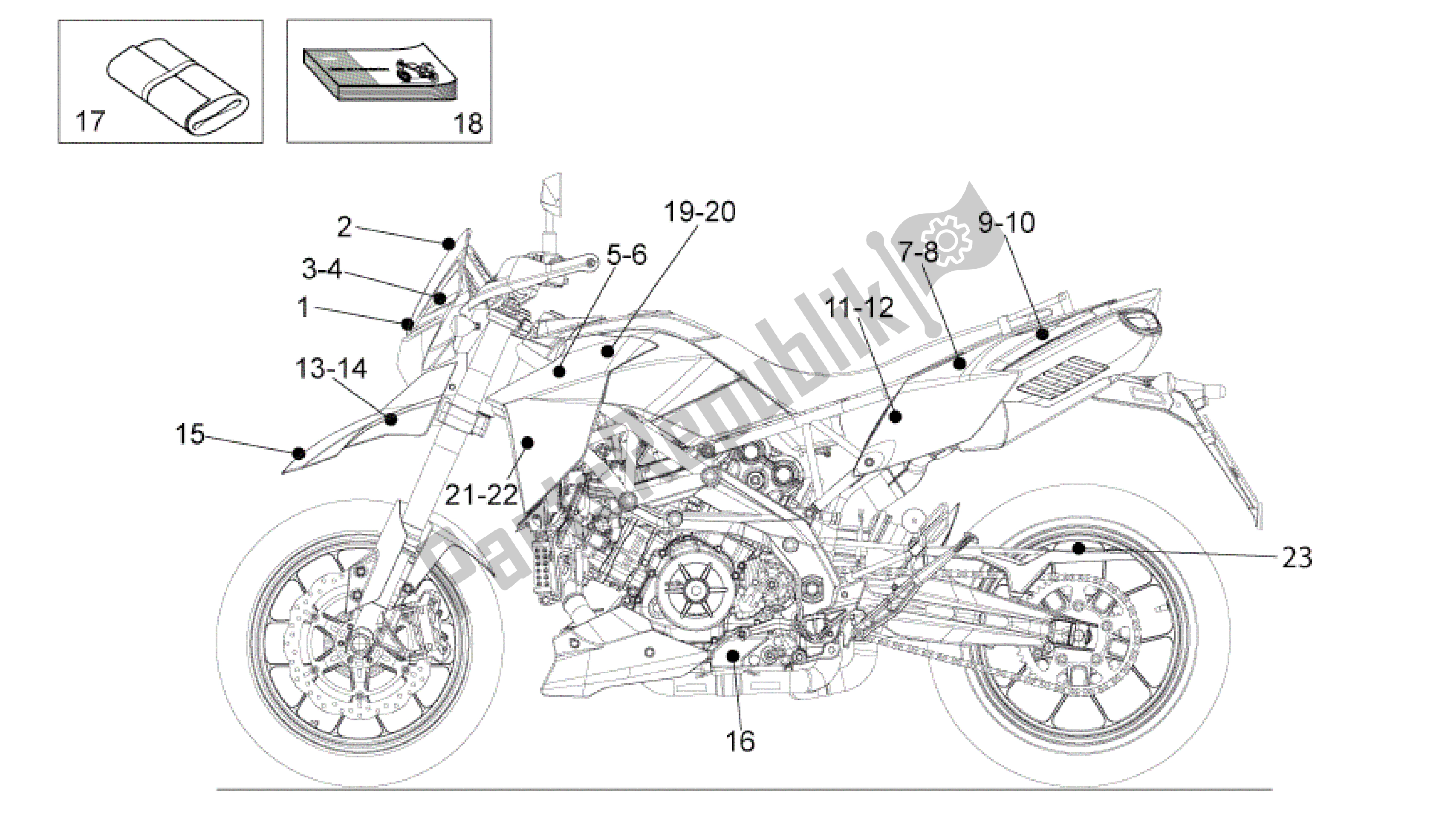 Tutte le parti per il Decal -toolkit del Aprilia Dorsoduro 1200 2010 - 2013