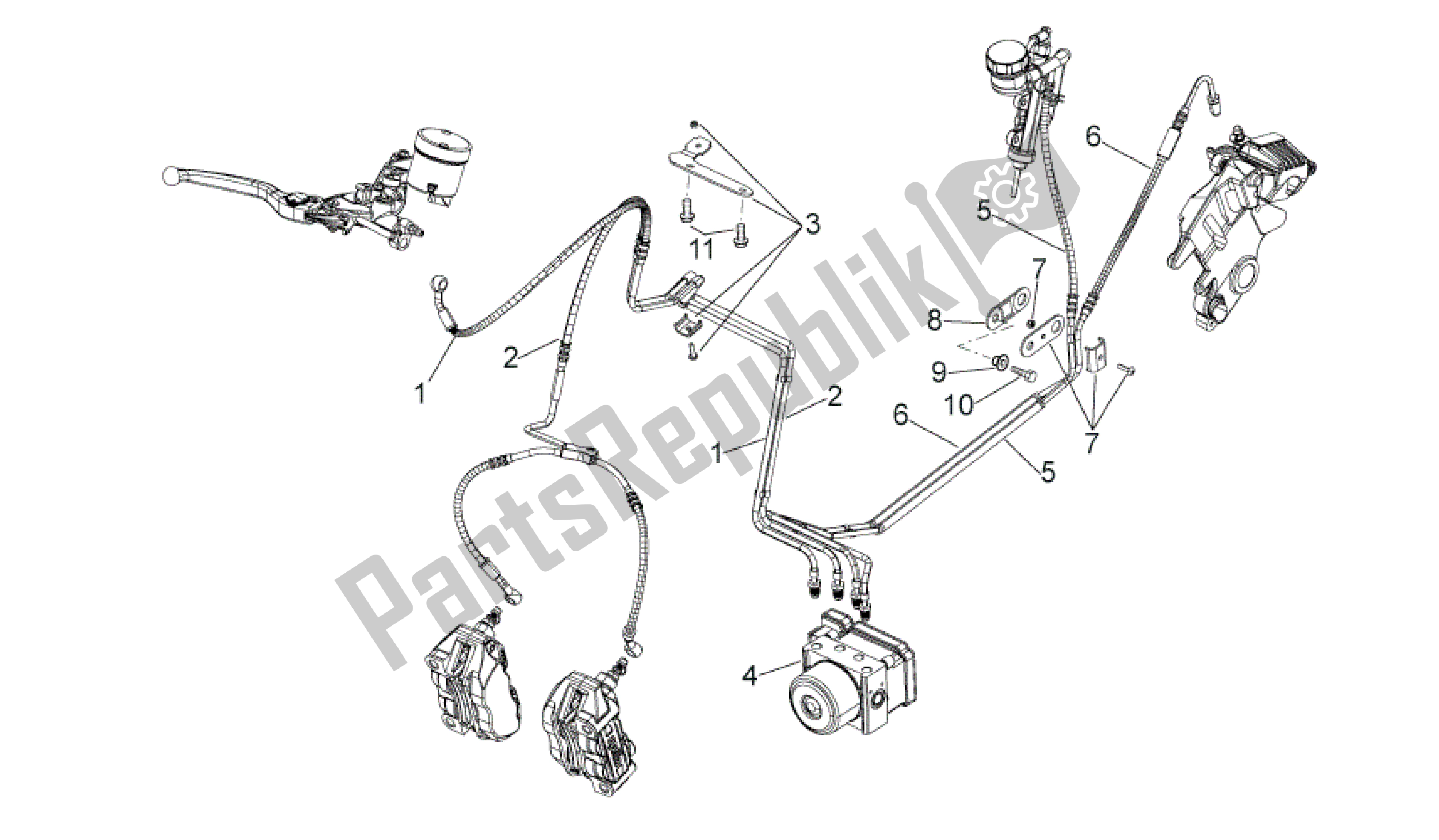 Todas as partes de Sistema De Freio Abs do Aprilia Dorsoduro 1200 2010 - 2013