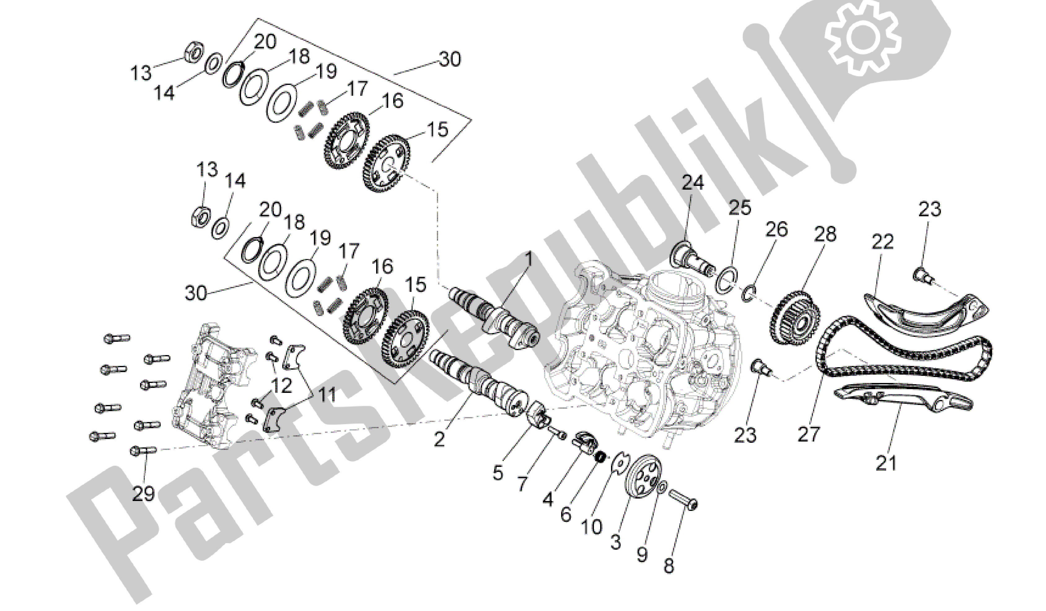 Todas las partes para Sistema De Sincronización Del Cilindro Delantero de Aprilia Dorsoduro 1200 2010 - 2013