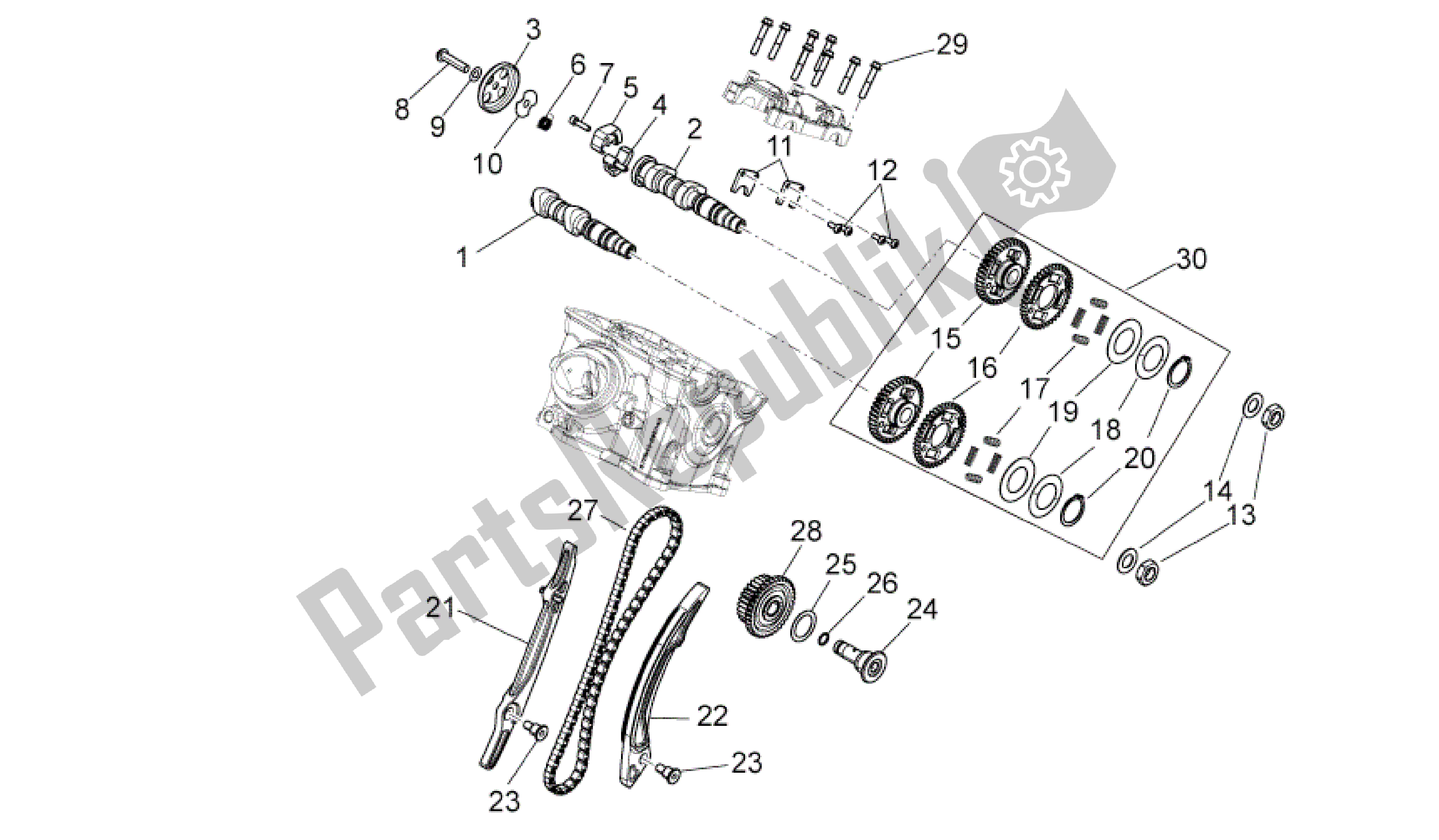 Todas las partes para Sistema De Sincronización Del Cilindro Trasero de Aprilia Dorsoduro 1200 2010 - 2013