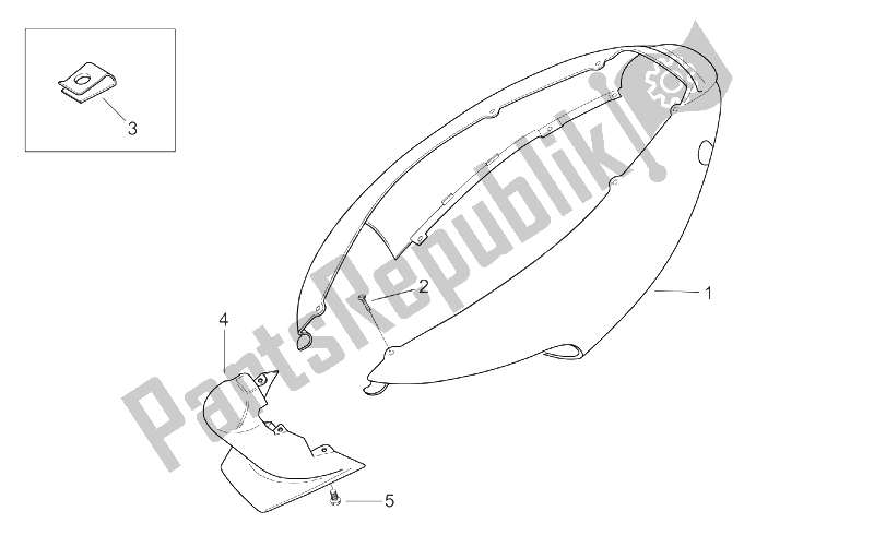 Alle Teile für das Hinterer Körper I des Aprilia SR 50 H2O Ditech Carb 2000