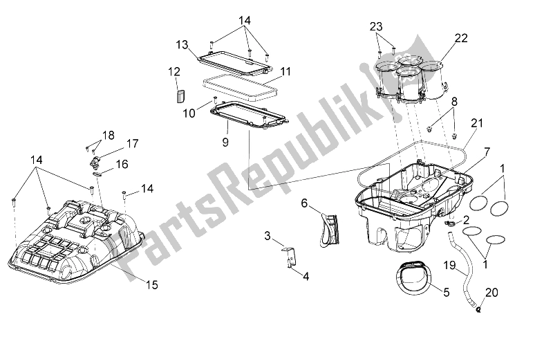 Tutte le parti per il Air Box del Aprilia Tuono V4 1100 Factory USA CND 2016