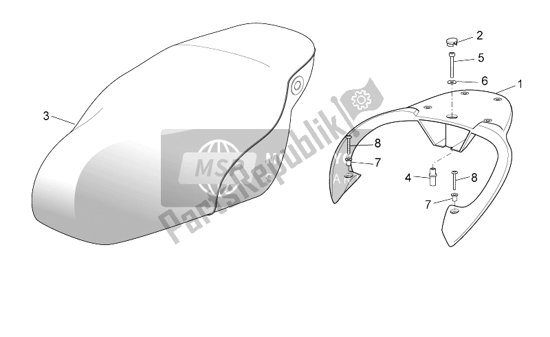 Alle Teile für das Sitzträger des Aprilia Scarabeo 50 4T 4V E2 2010