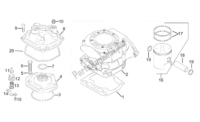 All parts for the Cylinder - Head - Piston of the Aprilia ETX 125 1998
