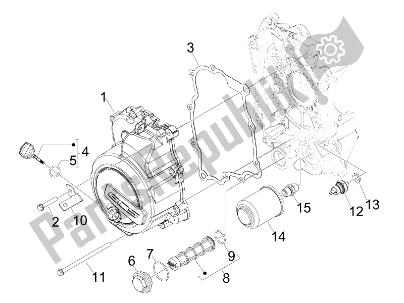 Tutte le parti per il Coperchio Magnete Volano - Filtro Olio del Aprilia SR MAX 125 2011