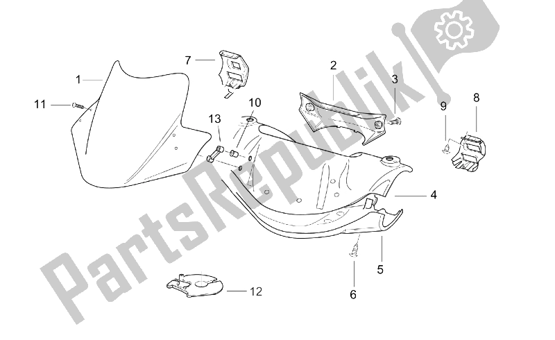 Alle Teile für das Vorderkörper I des Aprilia SR 50 H2O IE Carb 2003