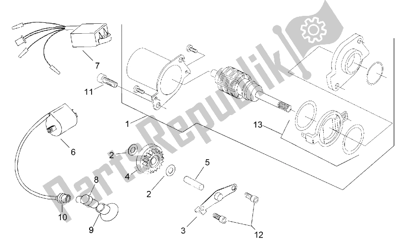 All parts for the Ignition Unit of the Aprilia Gulliver 50 H2O 1996