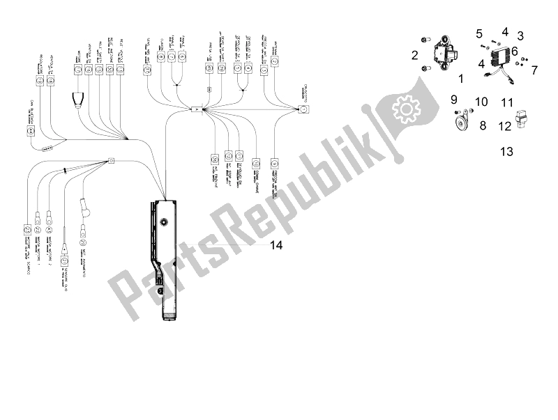 All parts for the Front Electrical System of the Aprilia RSV4 RR USA 1000 2016