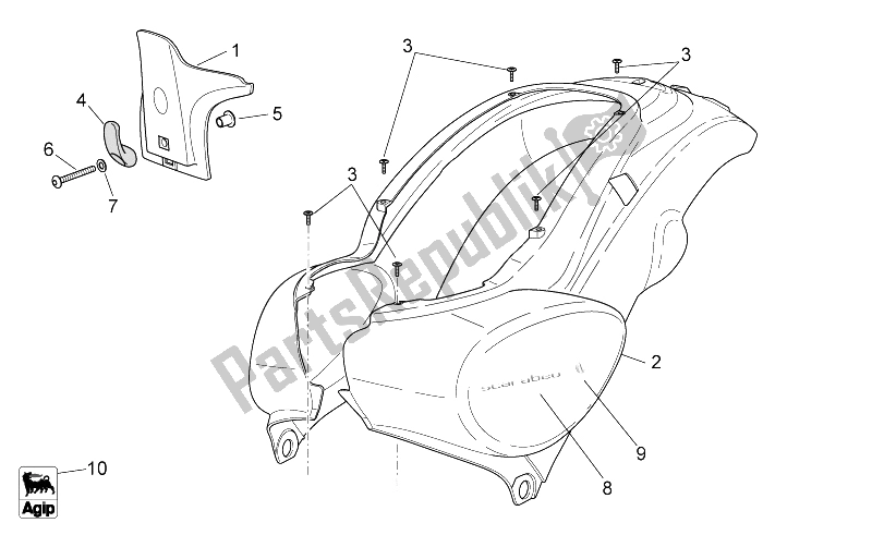 Todas las partes para Cuerpo Trasero I de Aprilia Scarabeo 100 4T E3 NET 2009