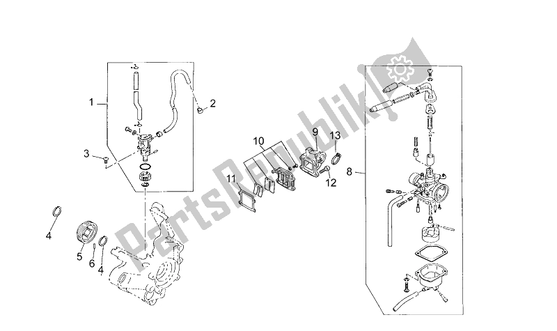 All parts for the Intake of the Aprilia Amico 50 1994