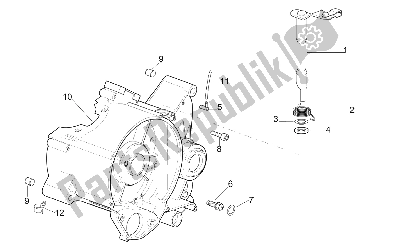 All parts for the Left Crankcase of the Aprilia RS 50 Tuono 2003