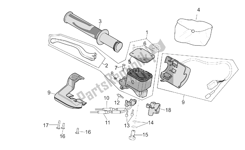 Todas as partes de Controles Rh do Aprilia Atlantic 500 2001