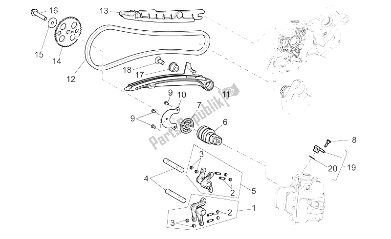 Todas las partes para Sistema De Sincronización Del Cilindro Delantero de Aprilia NA 850 Mana 2007