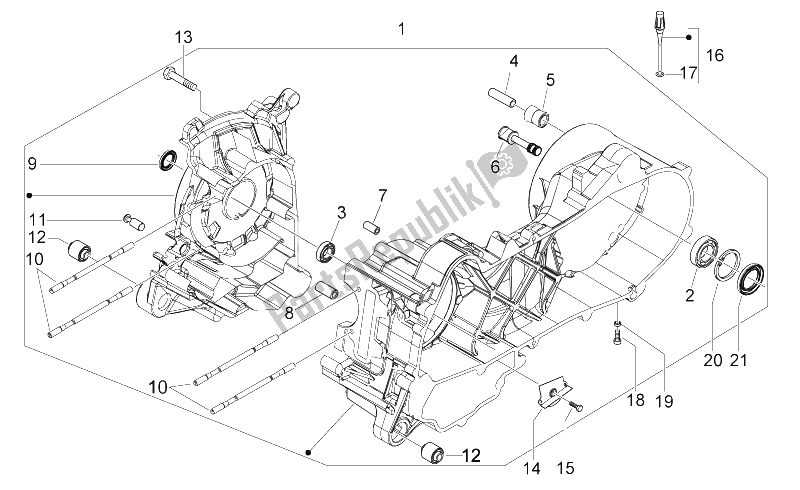 Todas las partes para Caja Del Cigüeñal de Aprilia Scarabeo 50 4T 4V E2 2009