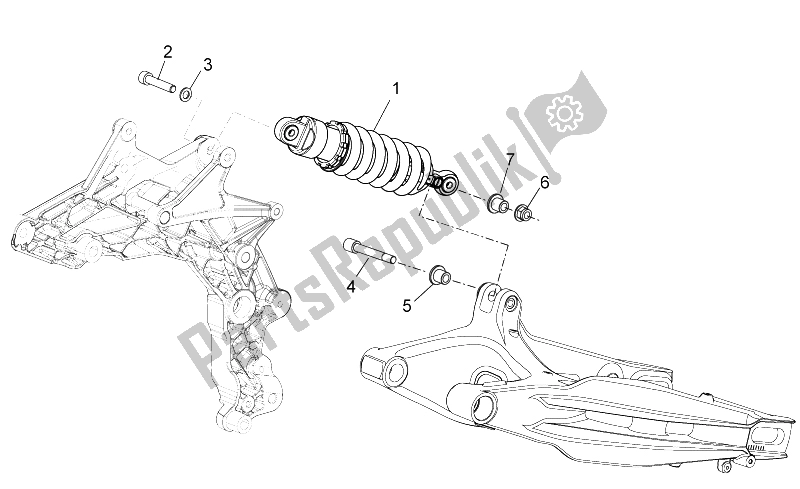 All parts for the Rear Shock Absorber of the Aprilia Dorsoduro 750 ABS USA 2015