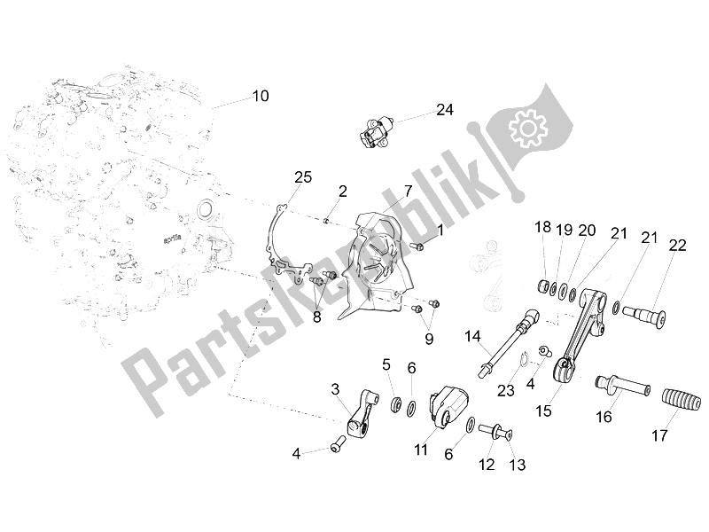 All parts for the Engine-completing Part-lever of the Aprilia RSV4 Racing Factory L E USA 1000 2016