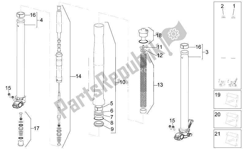 All parts for the Front Fork I of the Aprilia RXV SXV 450 550 2008