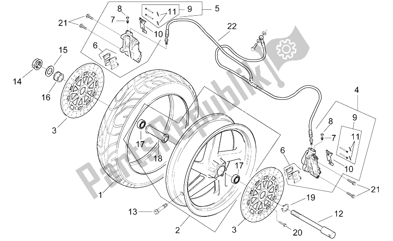 All parts for the Front Wheel of the Aprilia RS 250 1998
