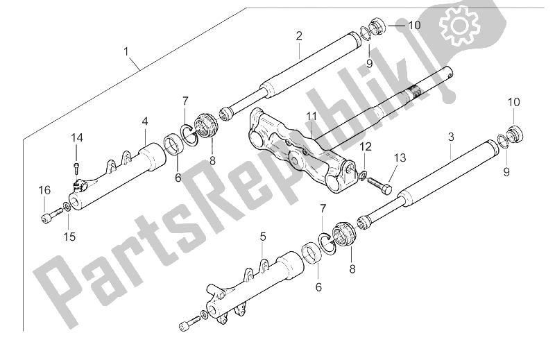 Alle Teile für das Vordergabel des Aprilia SR Viper 50 AIR Vertical Cylinder 1993