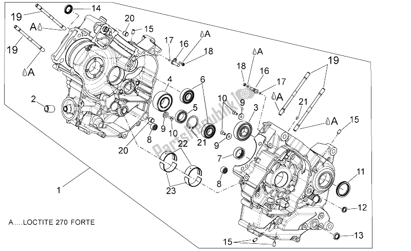 All parts for the Crankcases I of the Aprilia Dorsoduro 750 ABS USA 2015