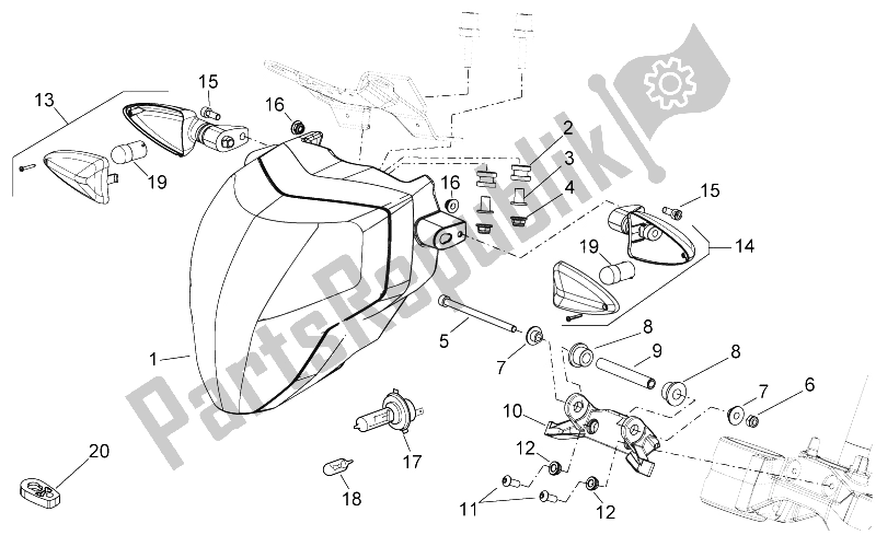 All parts for the Front Lights of the Aprilia Shiver 750 2007