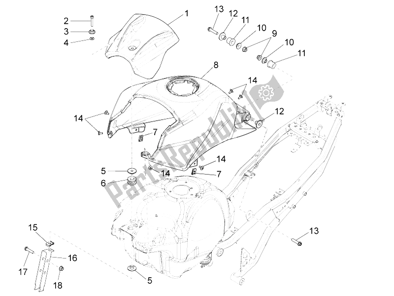 All parts for the Tank Cover of the Aprilia RS4 125 4T 2014
