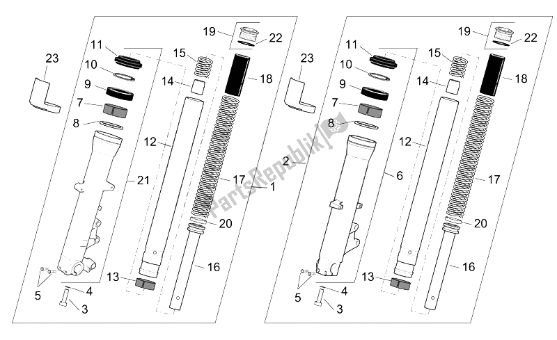 Tutte le parti per il Forcella Anteriore del Aprilia ETV 1000 Capo Nord 2004