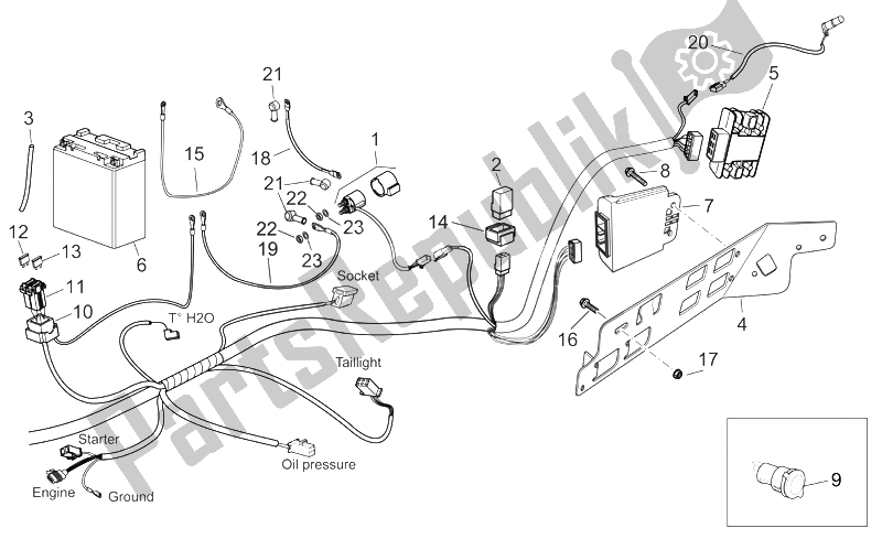 Toutes les pièces pour le Système électrique Arrière I du Aprilia Atlantic 125 250 2006