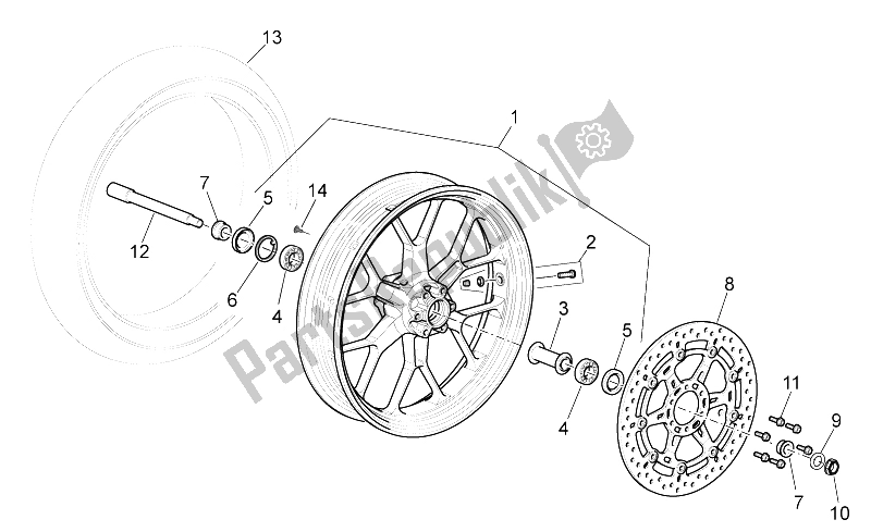 All parts for the Front Wheel I of the Aprilia Pegaso Strada Trail 650 IE 2005