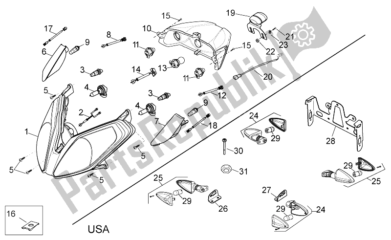 Todas las partes para Luces de Aprilia Sport City ONE 50 4T 2V E2 2008