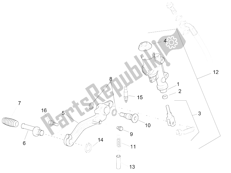 Todas as partes de Cilindro Mestre Traseiro do Aprilia RSV4 Racing Factory L E 1000 2015