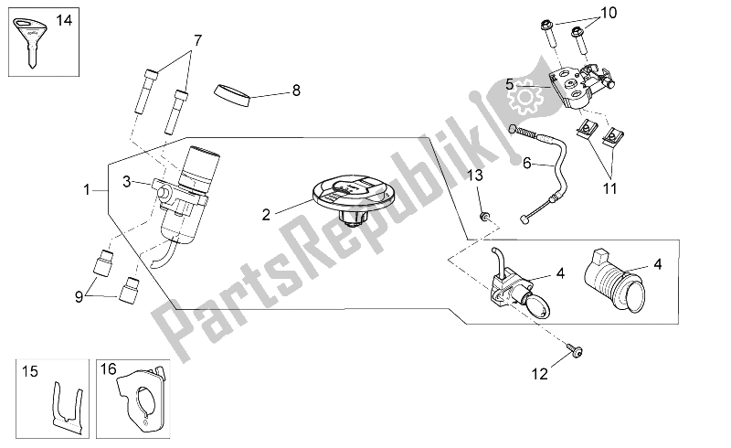 Todas las partes para Kit De Hardware De Bloqueo de Aprilia Dorsoduro 750 ABS USA 2015