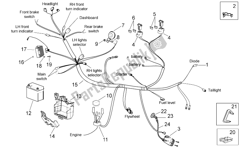 All parts for the Electrical System of the Aprilia Scarabeo 50 2T E2 ENG Piaggio 2005