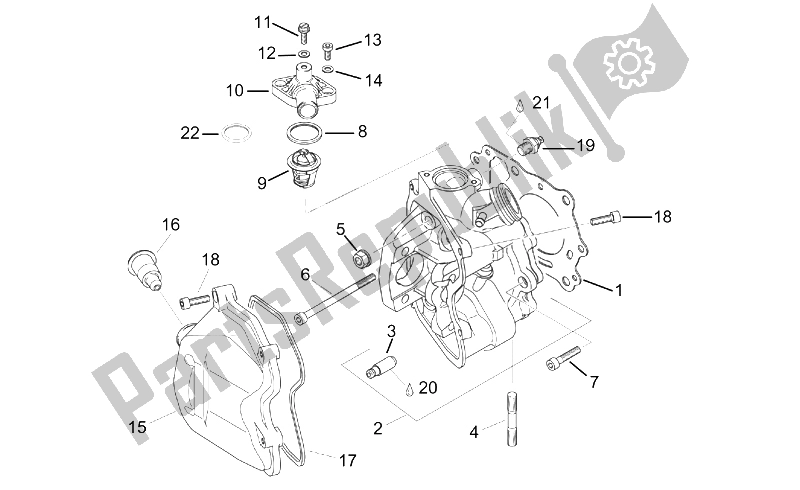 All parts for the Cylinder Head of the Aprilia Leonardo 125 150 1996