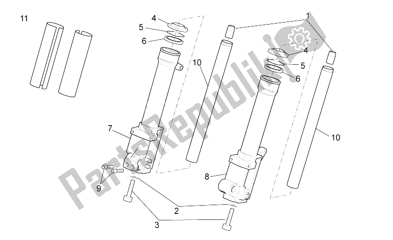 Alle Teile für das Vordergabel Iii des Aprilia SR 50 H2O NEW IE Carb 2004