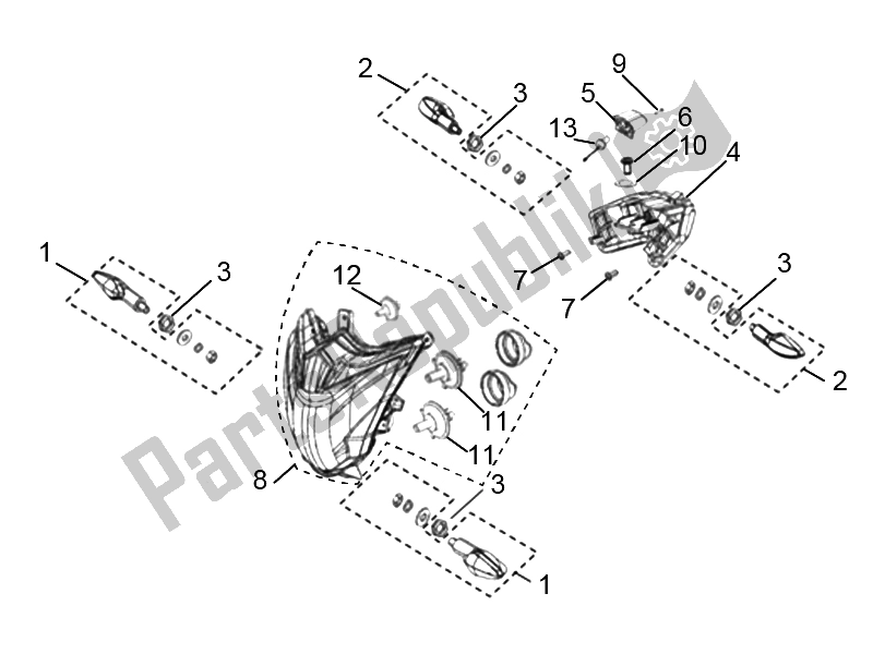 All parts for the Lamps of the Aprilia ETX 150 2014