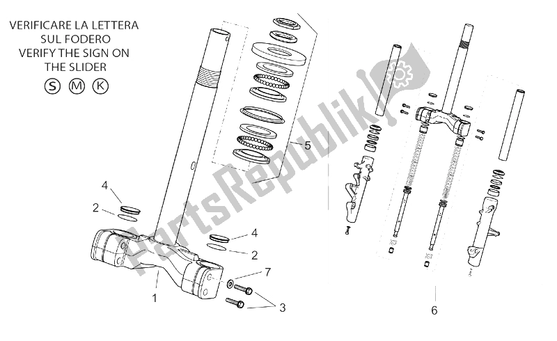 Todas as partes de Garfo Dianteiro I do Aprilia Atlantic 125 200 250 2003