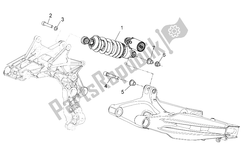 All parts for the Rear Shock Absorber of the Aprilia Dorsoduro 750 Factory ABS 2010