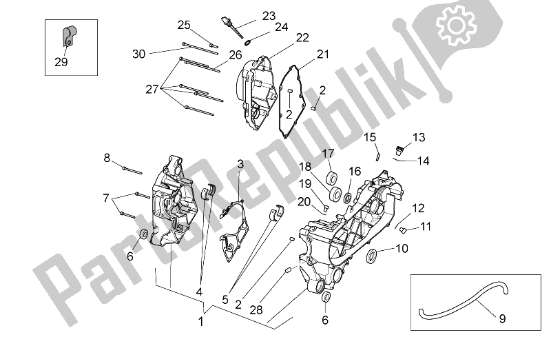 Toutes les pièces pour le Carter du Aprilia Scarabeo 125 200 Light Carb 2007