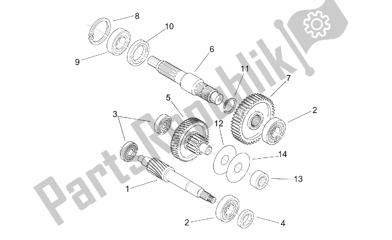 Alle onderdelen voor de Transmissie Eindoverbrenging van de Aprilia Scarabeo 100 2T ENG Yamaha 2000