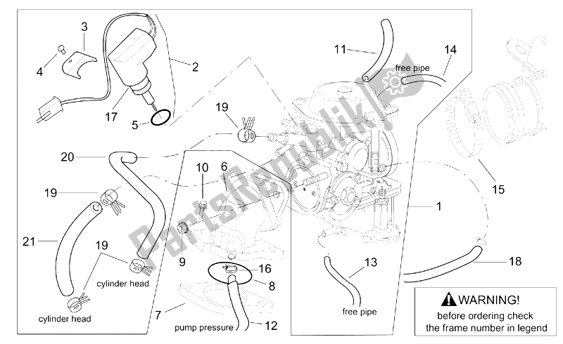 Toutes les pièces pour le Carburateur Cpl. Du Aprilia Leonardo 250 300 ENG Minarelli 2002