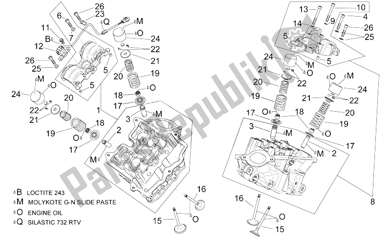 All parts for the Cylinder Head And Valves of the Aprilia SL 1000 Falco 2000