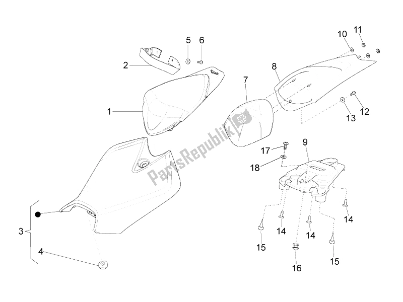 Tutte le parti per il Sella del Aprilia RS4 125 4T 2011