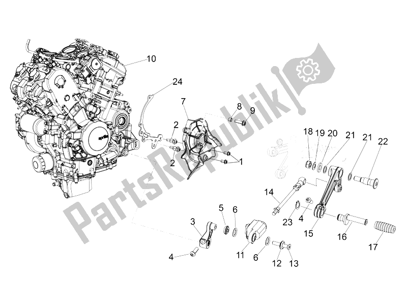 Toutes les pièces pour le Moteur du Aprilia Tuono V4 1100 Factory USA CND 2016