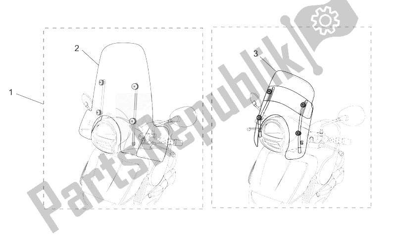 Todas as partes de Acc. - Pára-brisas do Aprilia Scarabeo 250 Light E3 2006