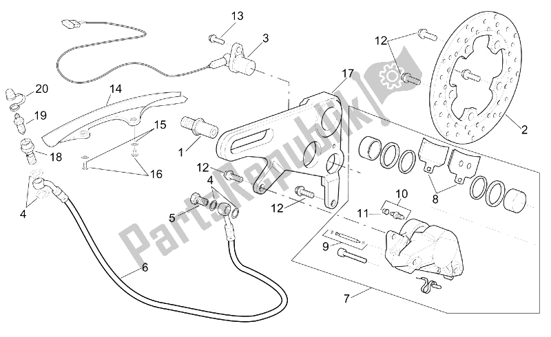 Alle Teile für das Bremssattel Hinten des Aprilia RSV Tuono 1000 2002