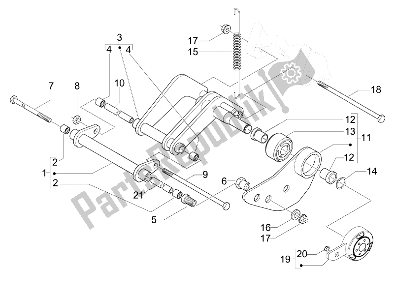 Toutes les pièces pour le Bras Oscillant du Aprilia SR 300 MAX 2011