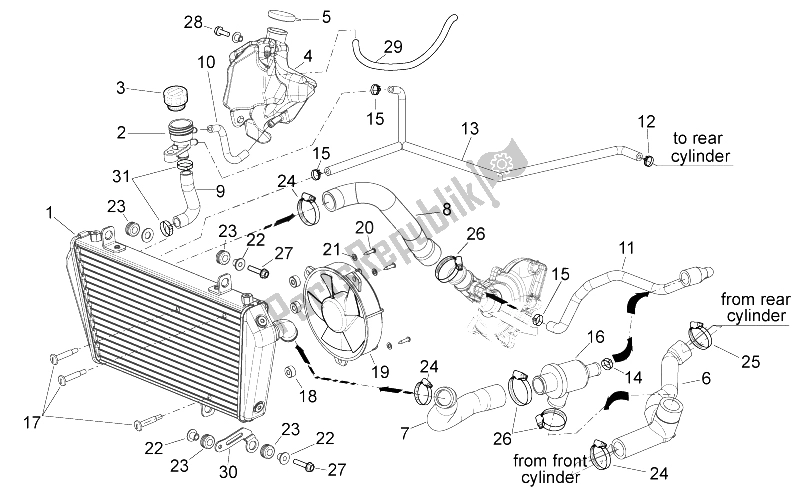 All parts for the Cooling System of the Aprilia Shiver 750 GT 2009
