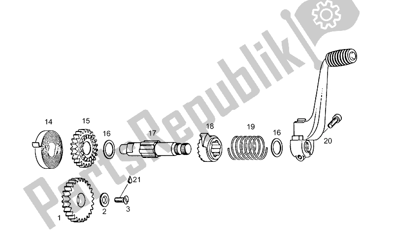 All parts for the Starter Lever of the Aprilia RS 125 1995